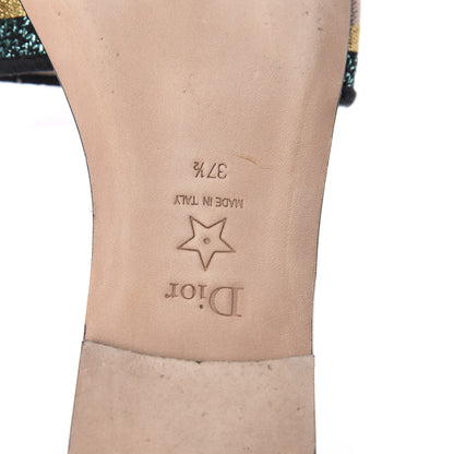 Christian Dior Canvas Metallic Embroidered Dway Mules Slide Sandals 37.5 Multicolor 8 of 9
