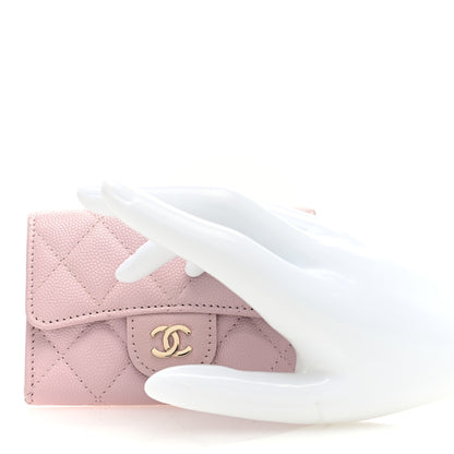 Chanel Caviar Quilted Flap Card Holder Wallet Light Pink 2 of 7