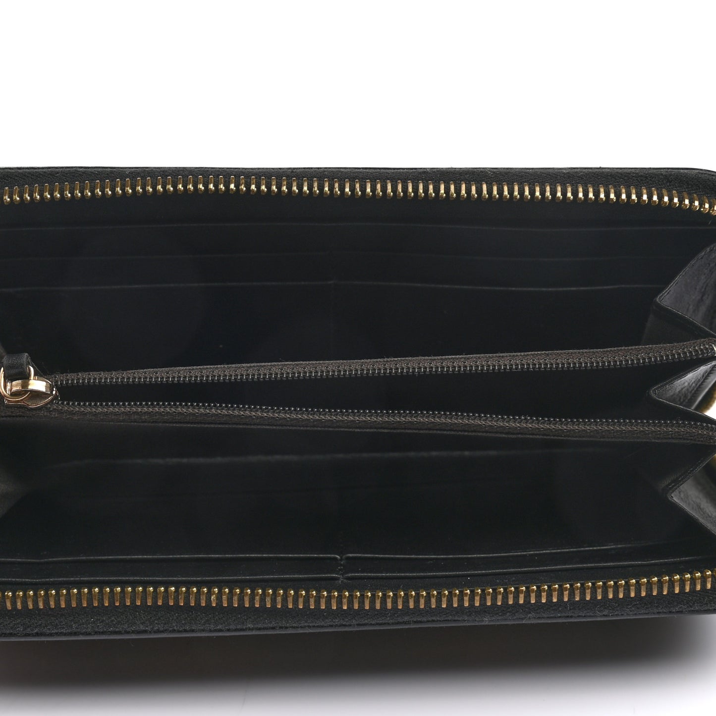 Pequin Cuoio Vegetale Zip Around Wallet Tobacco Black