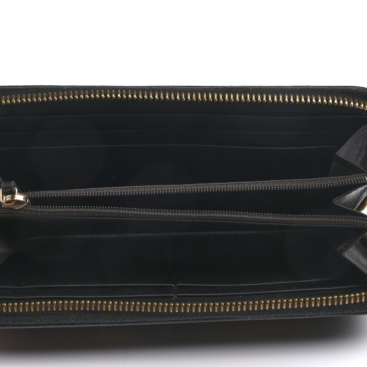 Fendi Pequin Cuoio Vegetale Zip Around Wallet Tobacco Black 5 of 7
