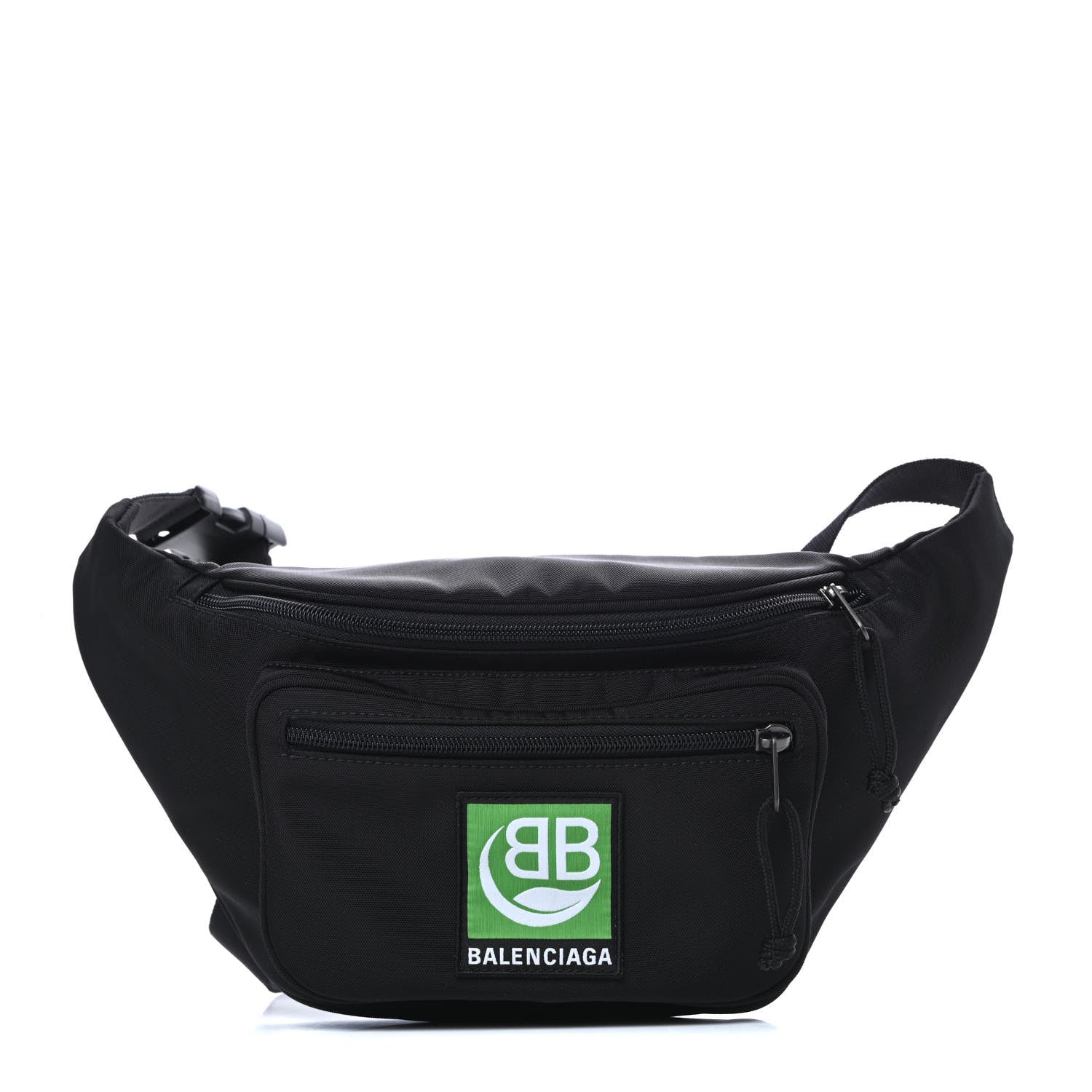 Balenciaga Casual Nylon Green Logo Embroidered Explorer Beltpack Black 1 of 10