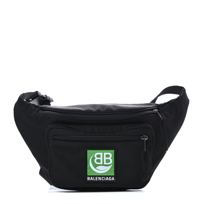 Balenciaga Casual Nylon Green Logo Embroidered Explorer Beltpack Black 1 of 10