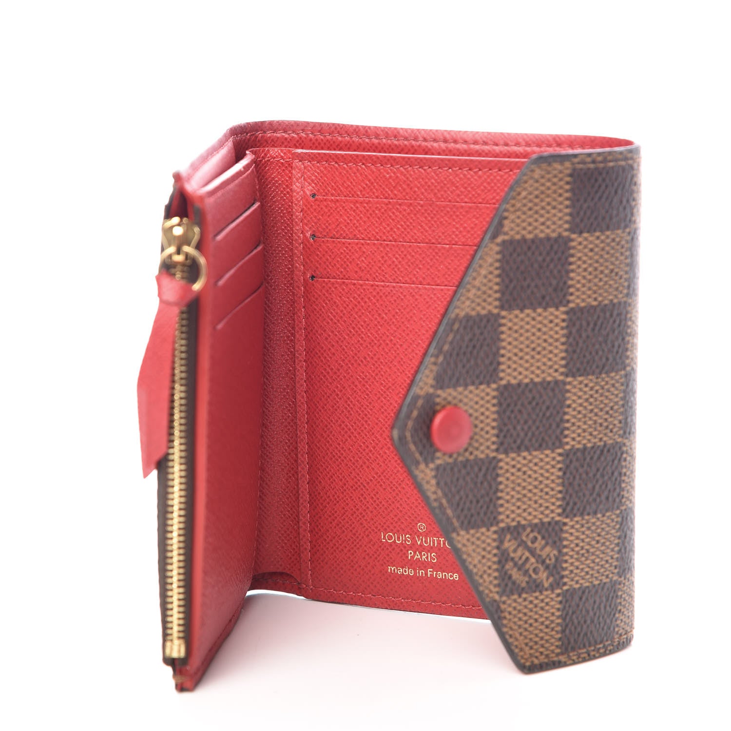 Louis Vuitton Damier Ebene Victorine Wallet Red 5 of 10
