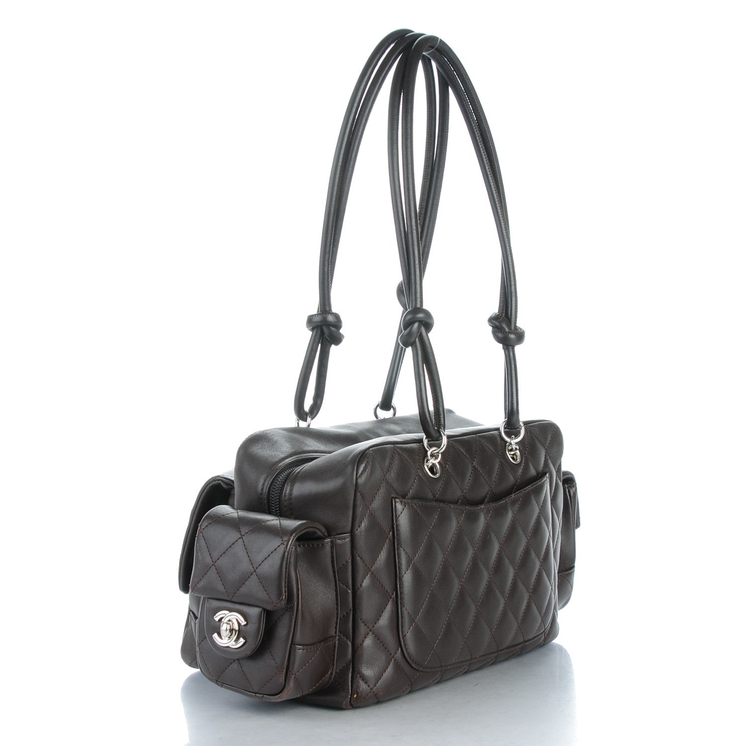 Chanel Calfskin Quilted Small Cambon Multipocket Reporter Dark Brown 3 of 7