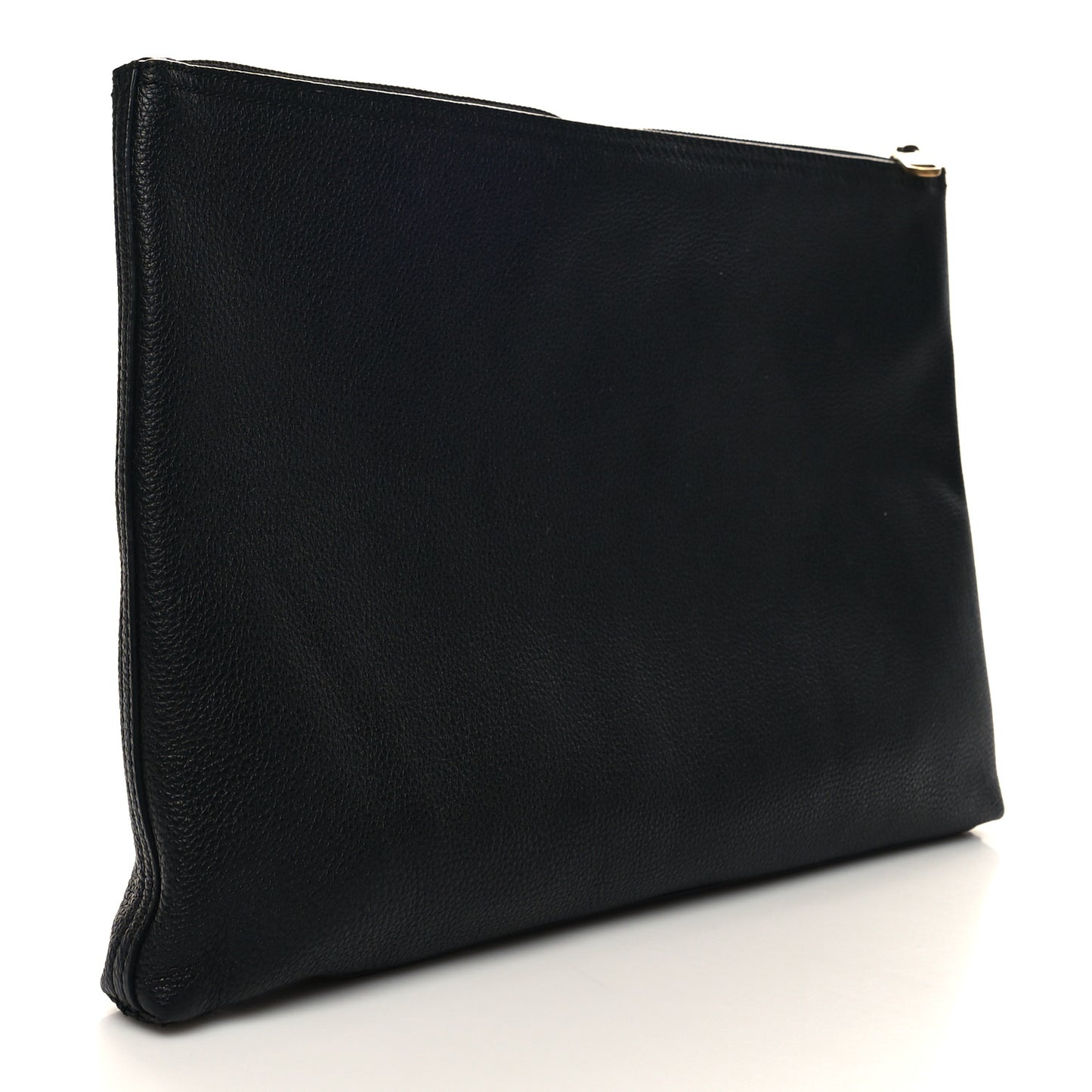 Pebbled Calfskin Large Logo Portfolio Clutch Black
