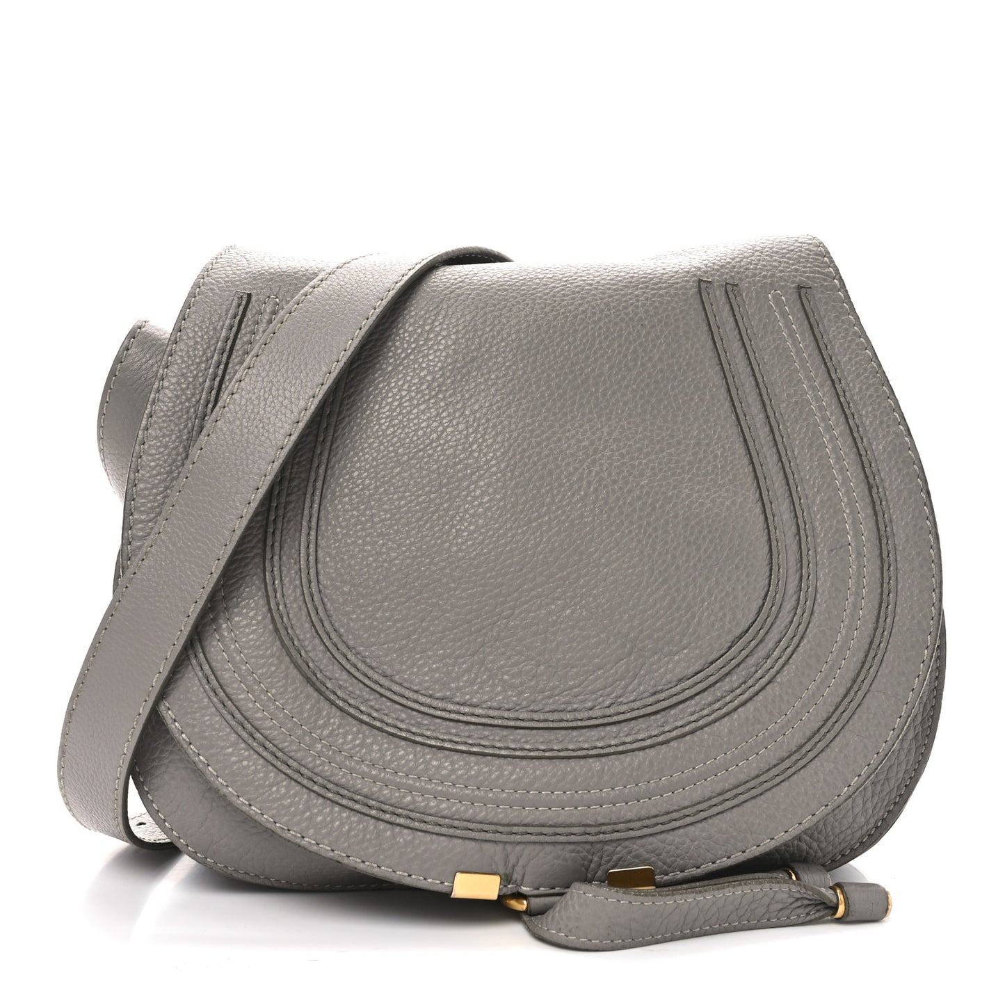 Calfskin Medium Marcie Round Crossbody Bag Cashmere Grey