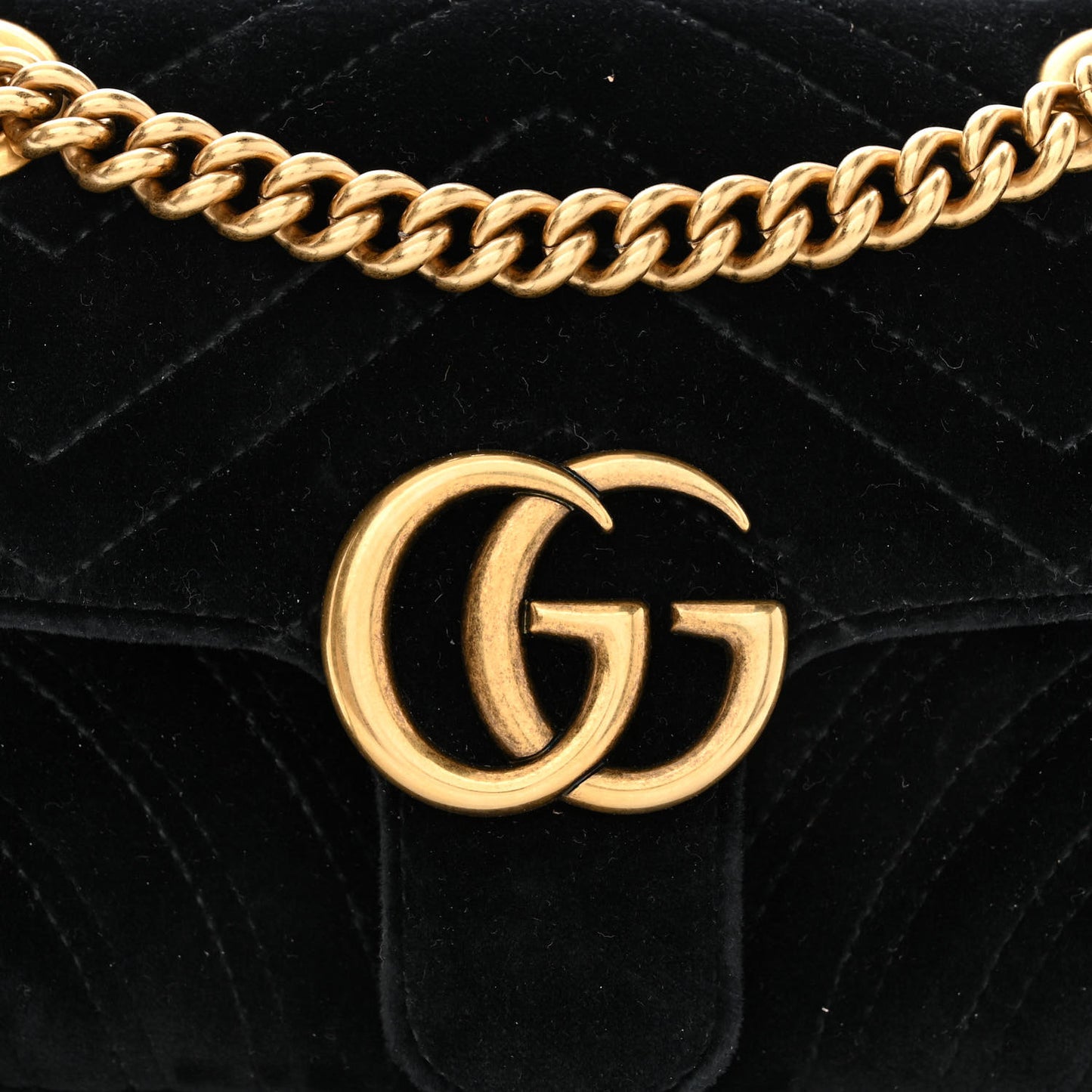 Velvet Matelasse Mini GG Marmont Shoulder Bag Black