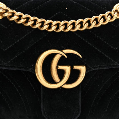 Gucci Velvet Matelasse Mini GG Marmont Shoulder Bag Black 8 of 10