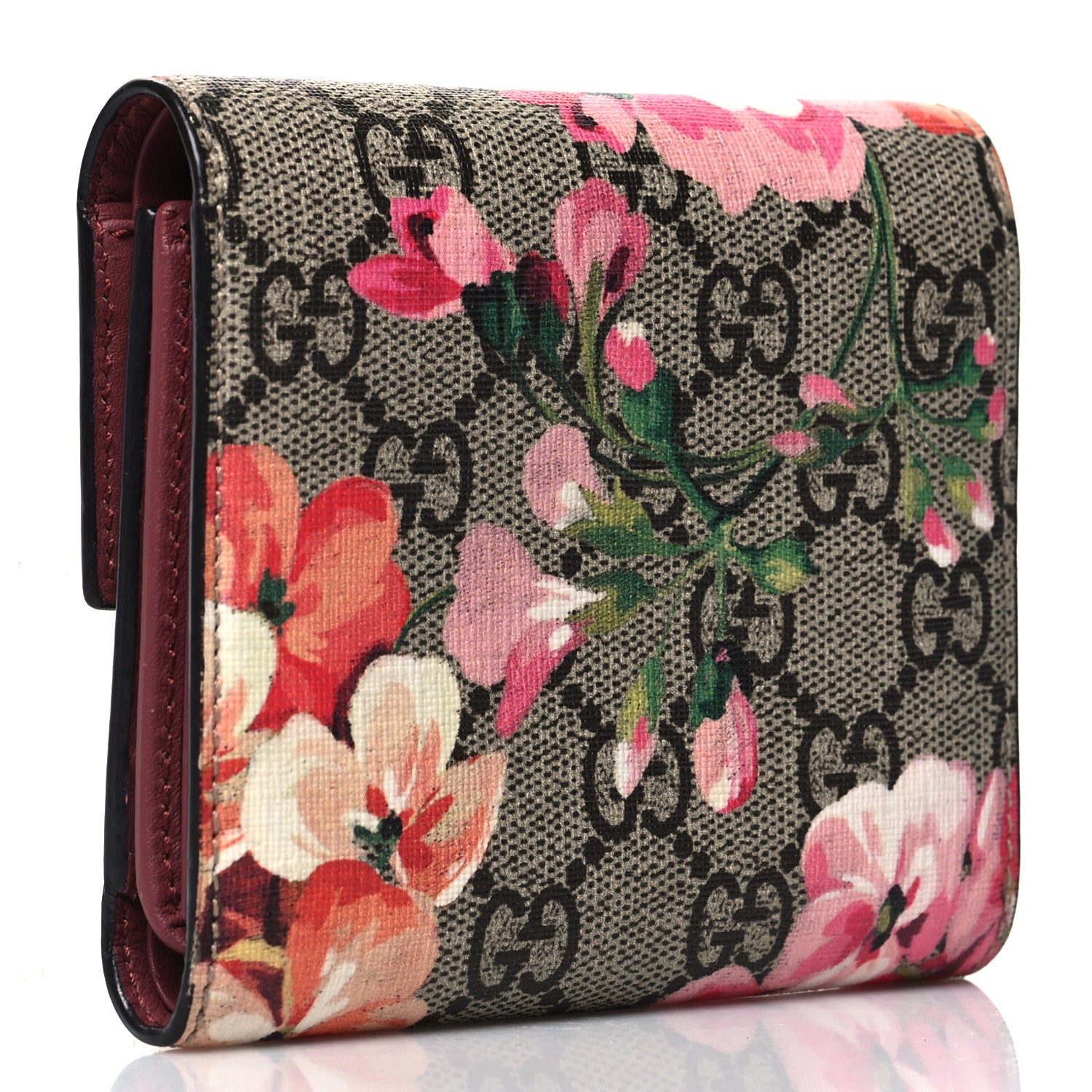 Gucci GG Supreme Monogram Blooms Padlock Wallet Beige Multicolor Dry Rose 3 of 12