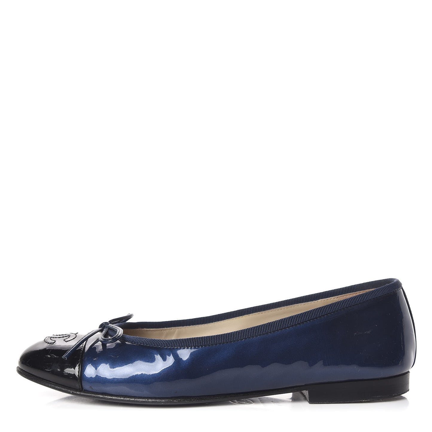 Patent Cap Toe Ballerina Flats 36.5 Blue