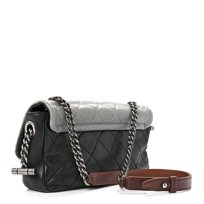 Chanel Iridescent Calfskin Tri-Color Country Chic Flap Navy Blue 2 of 10