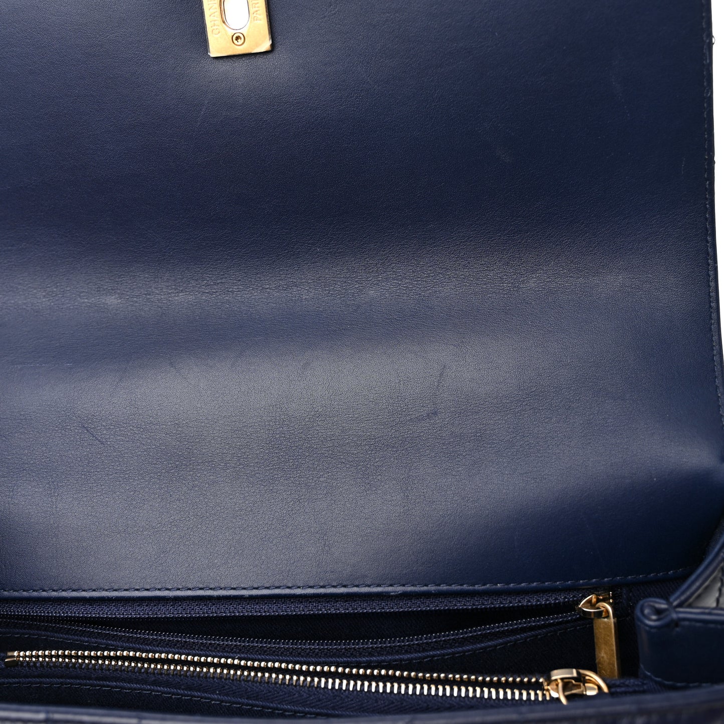 Aged Calfskin Chevron Quilted Small Coco Handle Flap Navy
