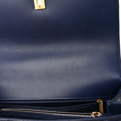 Chanel Aged Calfskin Chevron Quilted Small Coco Handle Flap Navy 15 of 16