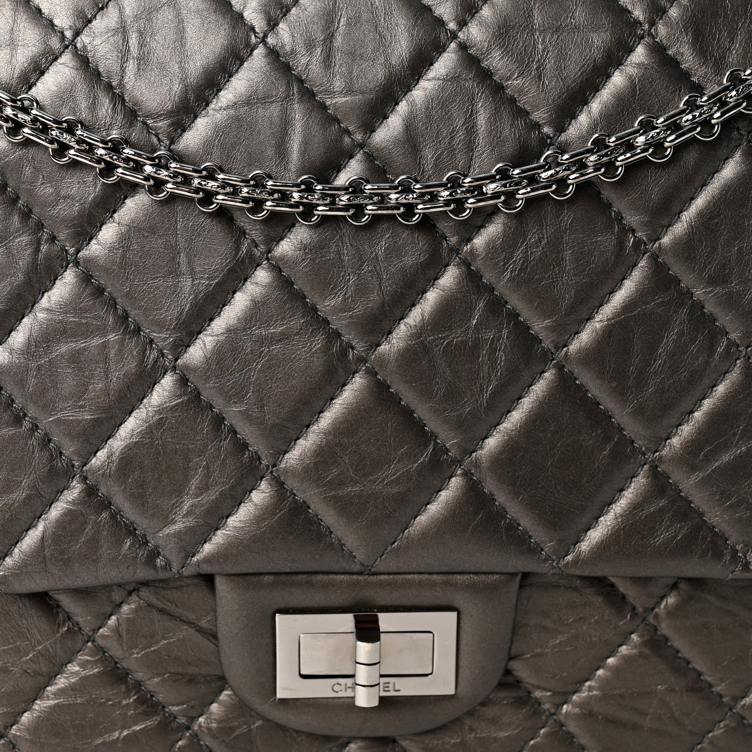 Chanel Metallic Aged Calfskin Quilted 2.55 Reissue 227 Flap Dark Grey 8 of 10