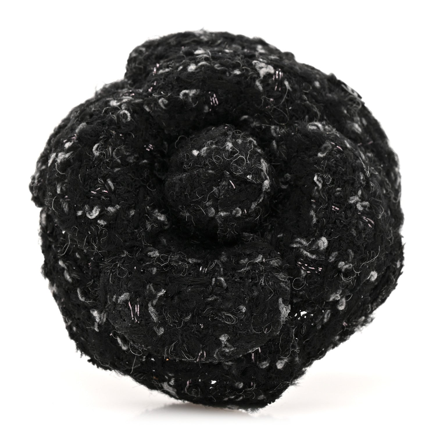Chanel Tweed Camellia CC Pin Brooch Black 1 of 3