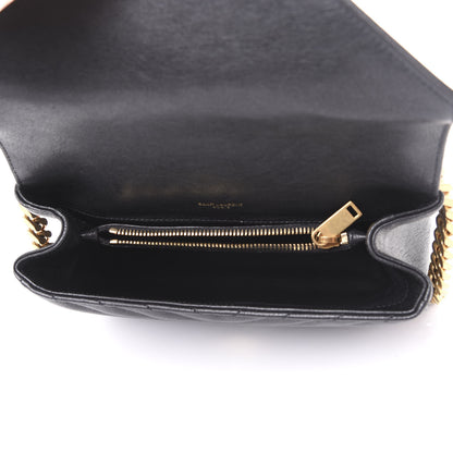 Saint Laurent Sheepskin Matelasse Chevron Monogram Medium College Bag Black 4 of 9