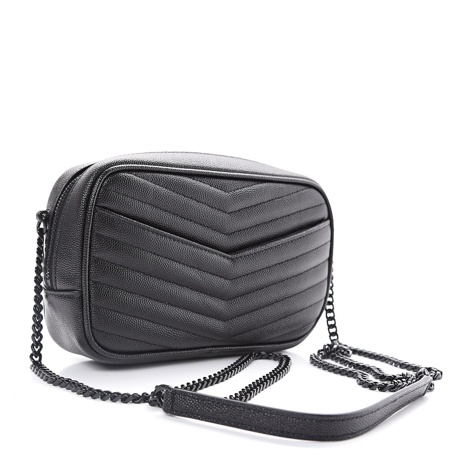 Saint Laurent Grain De Poudre Matelasse Monogram Mini Lou Camera Bag Black 3 of 11
