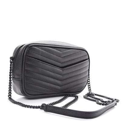 Saint Laurent Grain De Poudre Matelasse Monogram Mini Lou Camera Bag Black 3 of 11