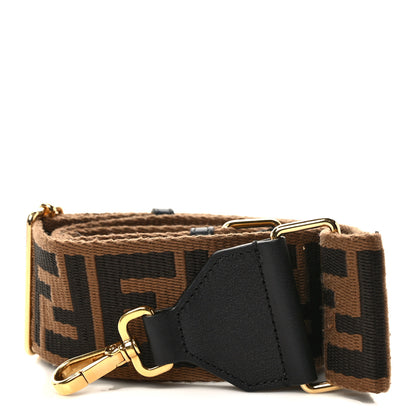 Fendi Ribbon Vitello Seta FF 1974 Adjustable Strap You Fango Marrone Black 1 of 5
