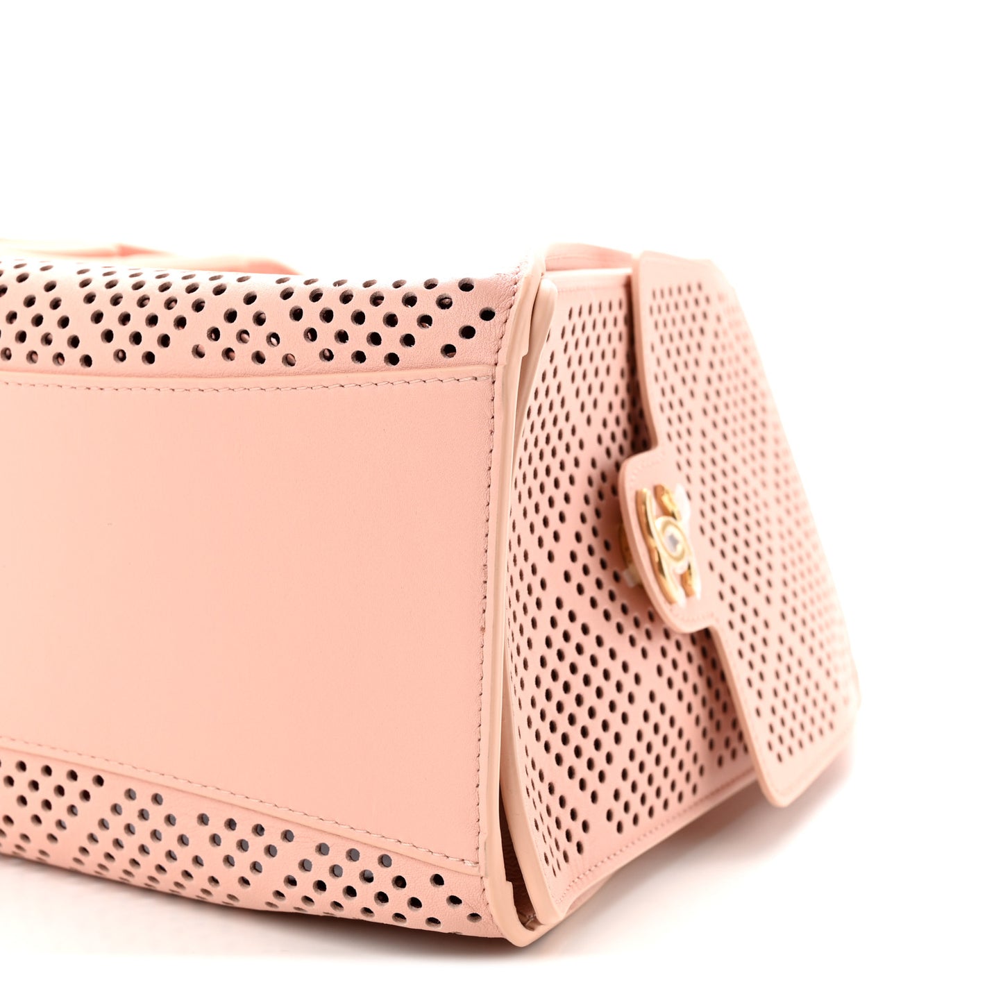 Perforated Calfskin Small Chanel 25 Handbag Light Pink