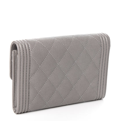 Chanel Caviar Quilted Medium Boy Flap Wallet Grey 2 of 8