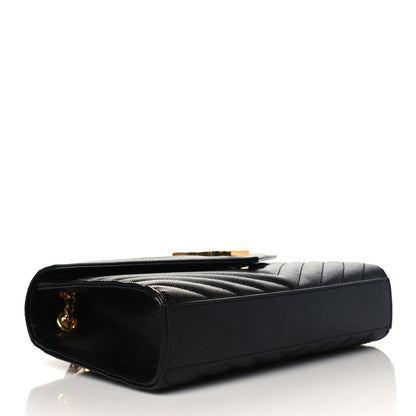 Saint Laurent Grain De Poudre Matelasse Chevron Medium Monogram Satchel Black 4 of 10