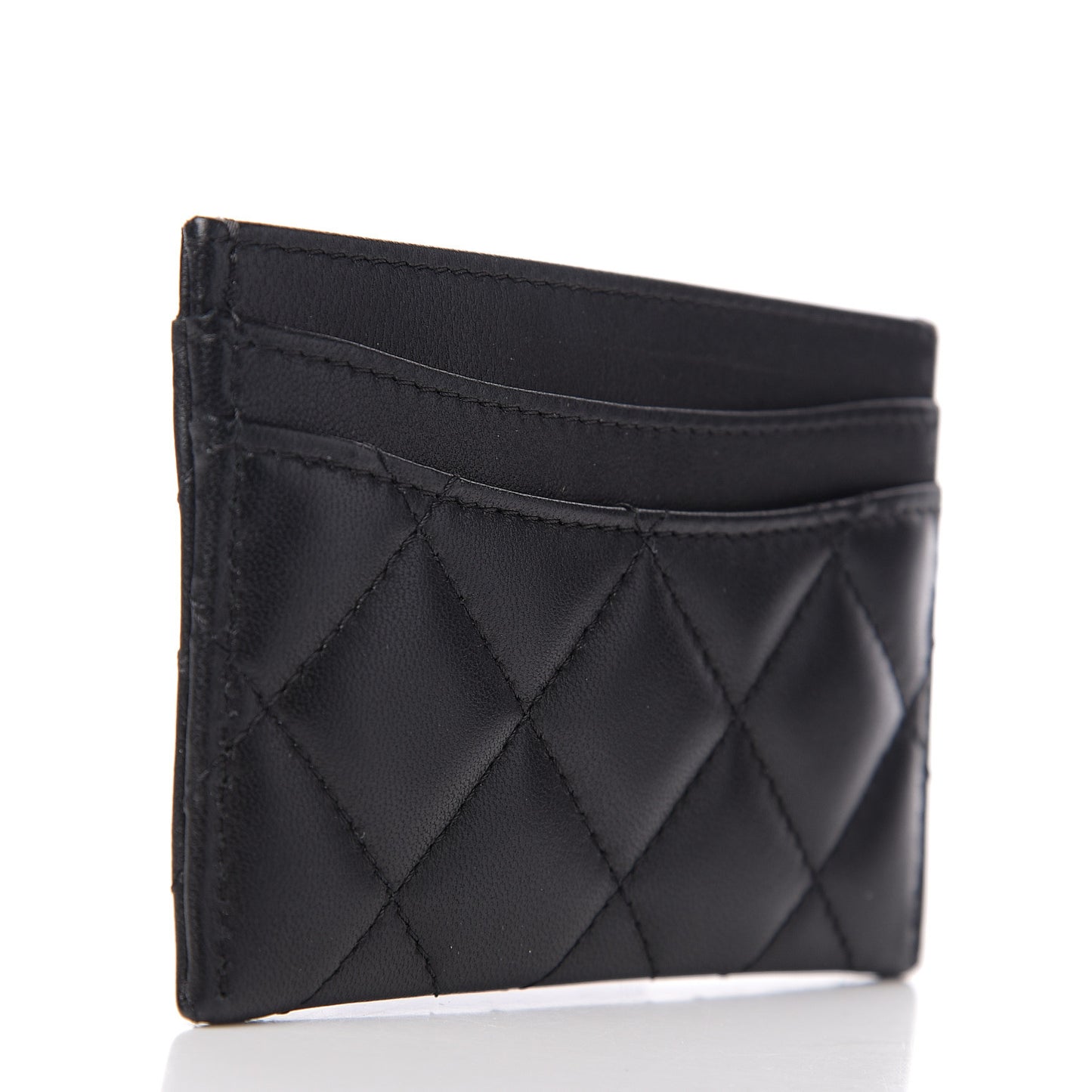 Lambskin Quilted Card Holder Black