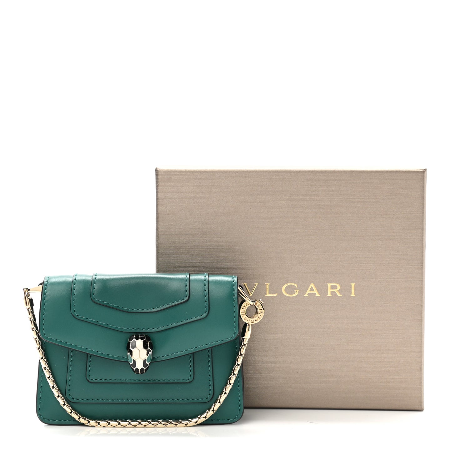 Calfskin Serpenti Forever Miniature Bag Charm Emerald Green