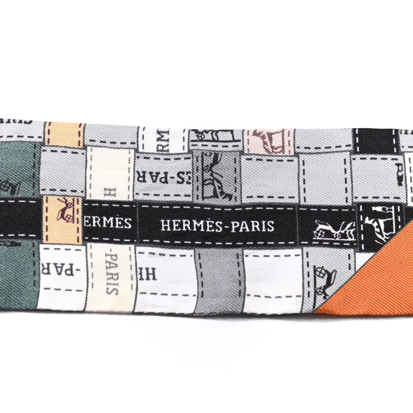 Silk Bolduc Au Carre Twilly Gris Caramel Blanc