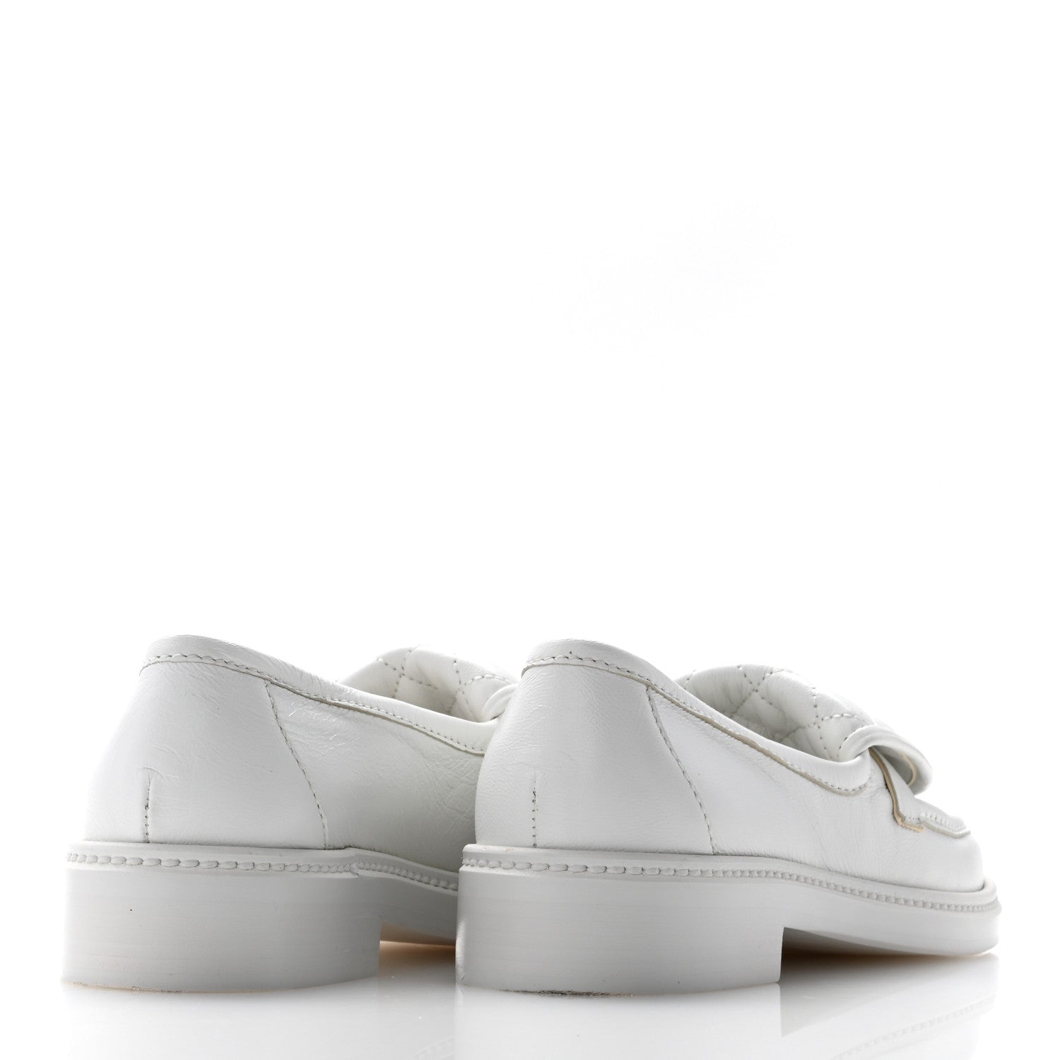 Chanel Shiny Lambskin Quilted CC Turnlock Loafers 35.5 White 4 of 10