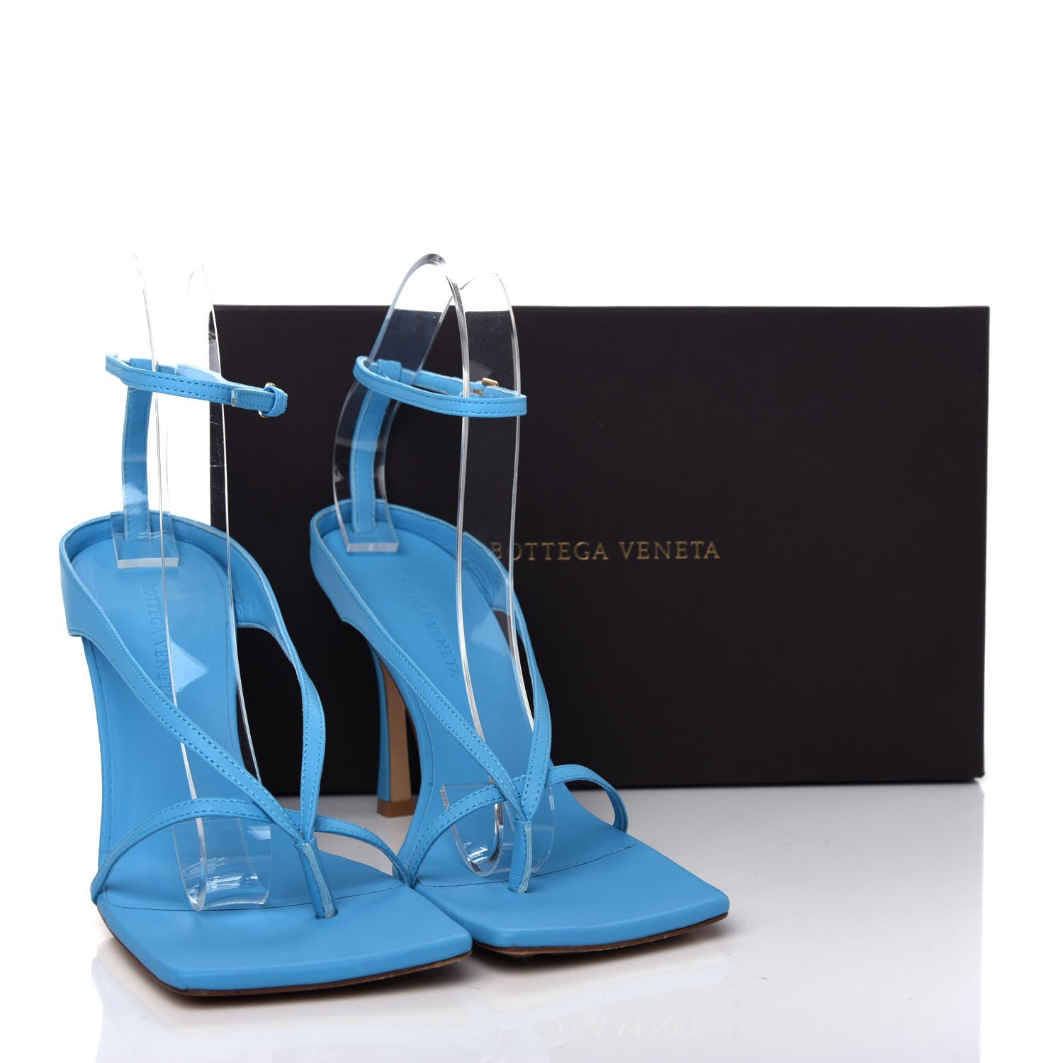 Bottega Veneta Lambskin Stretch Multi Strap 90mm Sandals 40 Sky Blue 10 of 10