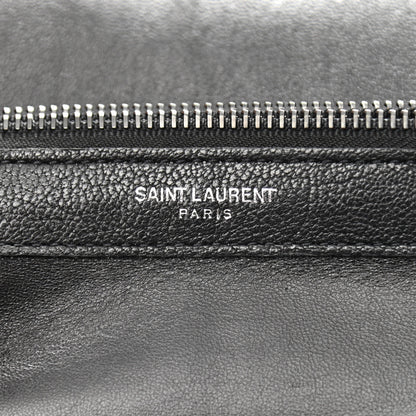 Saint Laurent Sheepskin Matelasse Chevron Monogram Monochrome Large College Satchel Black 6 of 9