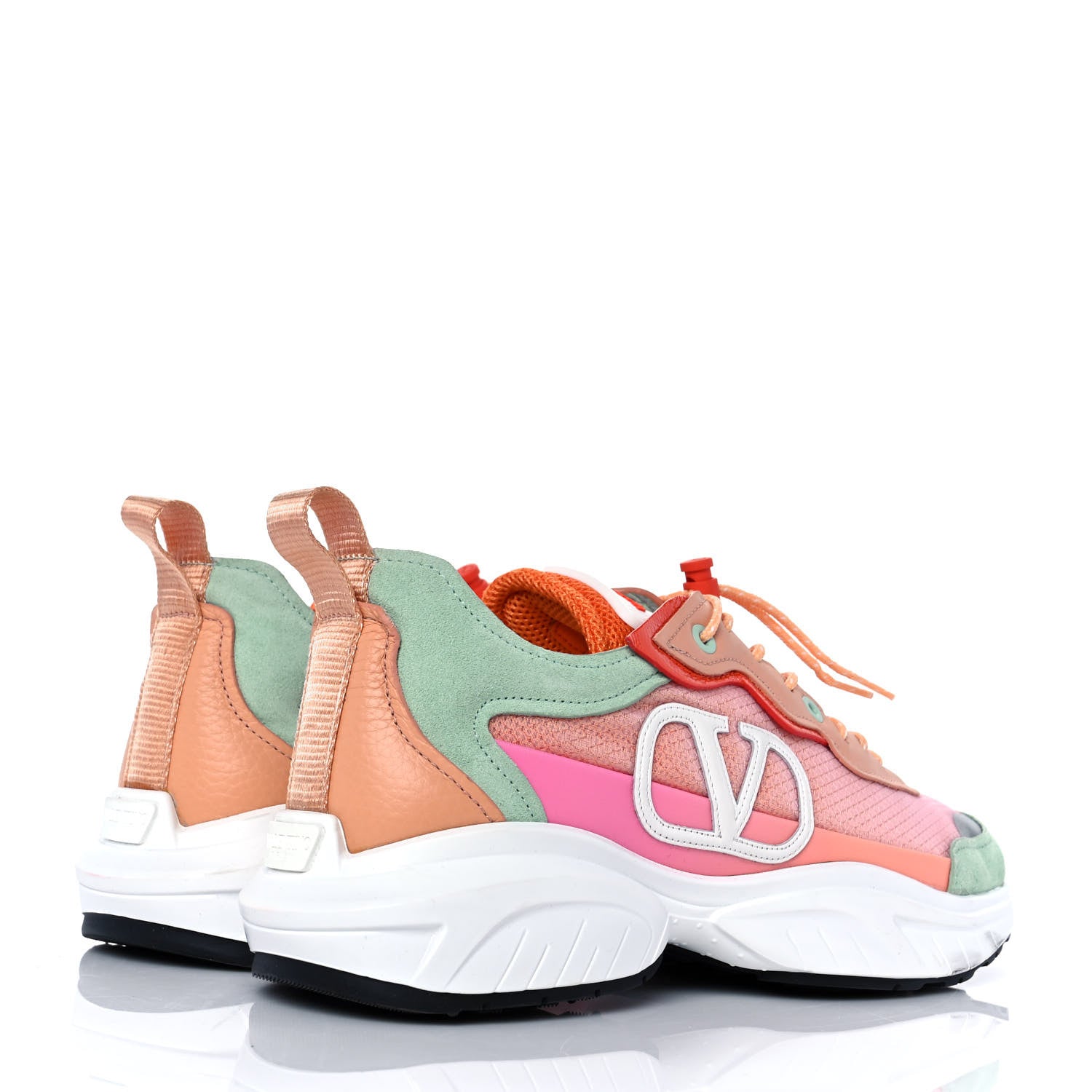 Valentino Garavani Calfskin Split Shegoes Sneakers 38.5 Light Mint Pesca Goldfish 4 of 10