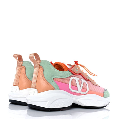 Valentino Garavani Calfskin Split Shegoes Sneakers 38.5 Light Mint Pesca Goldfish 4 of 10