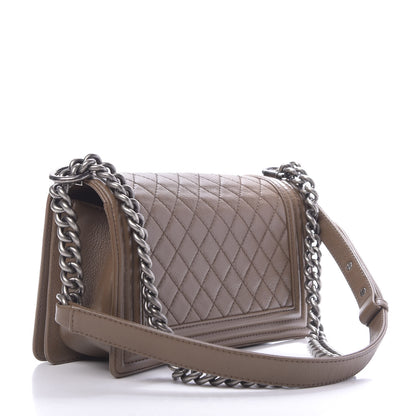 Chanel Caviar Quilted Medium Boy Flap Dark Beige 3 of 13