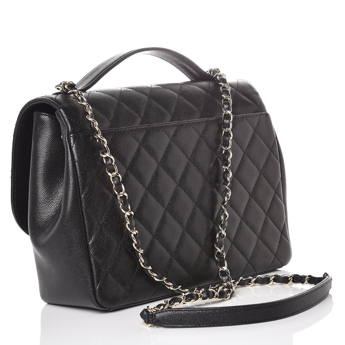 Caviar Quilted Large Business Affinity Flap Black