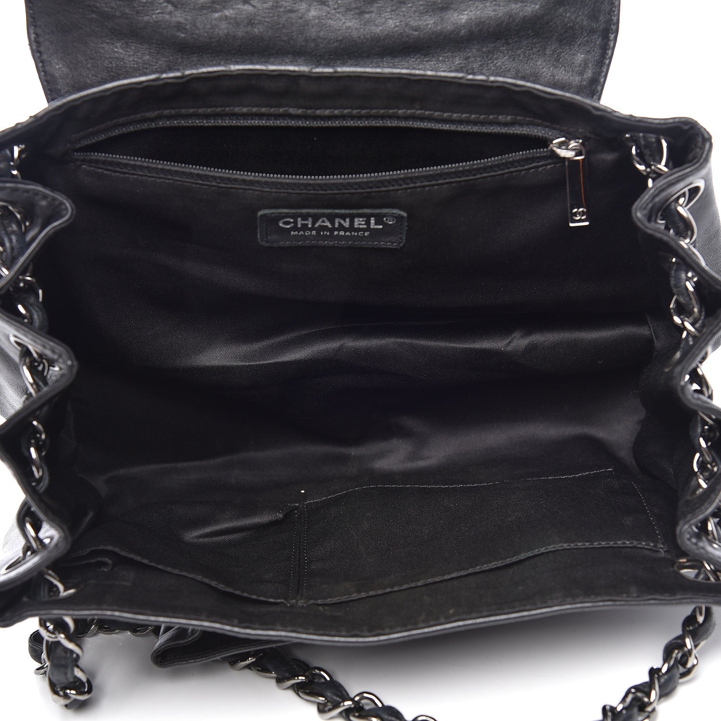 Calfskin Quilted Frame Flap Black