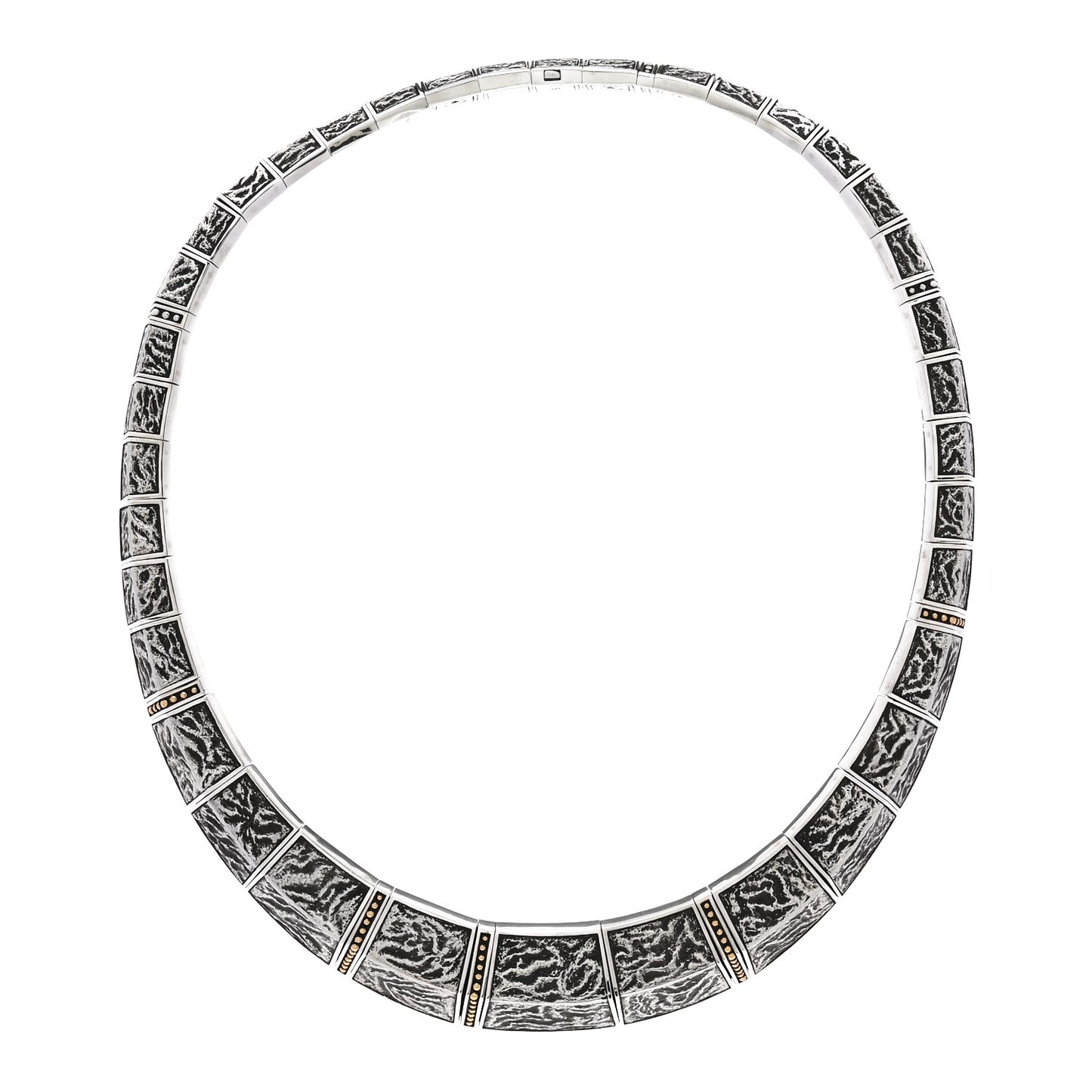 Sterling Silver 18K Yellow Gold Jawan Reticulated Bib Necklace