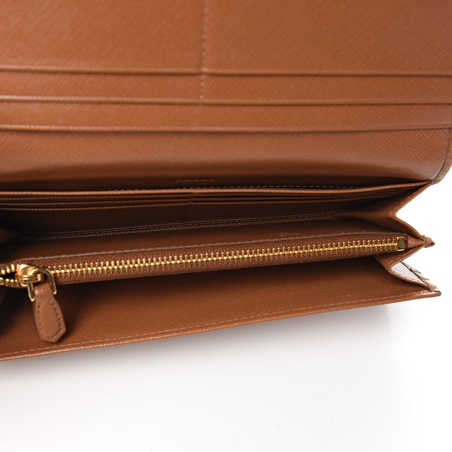 Saffiano Metal Continental Flap Wallet Caramel