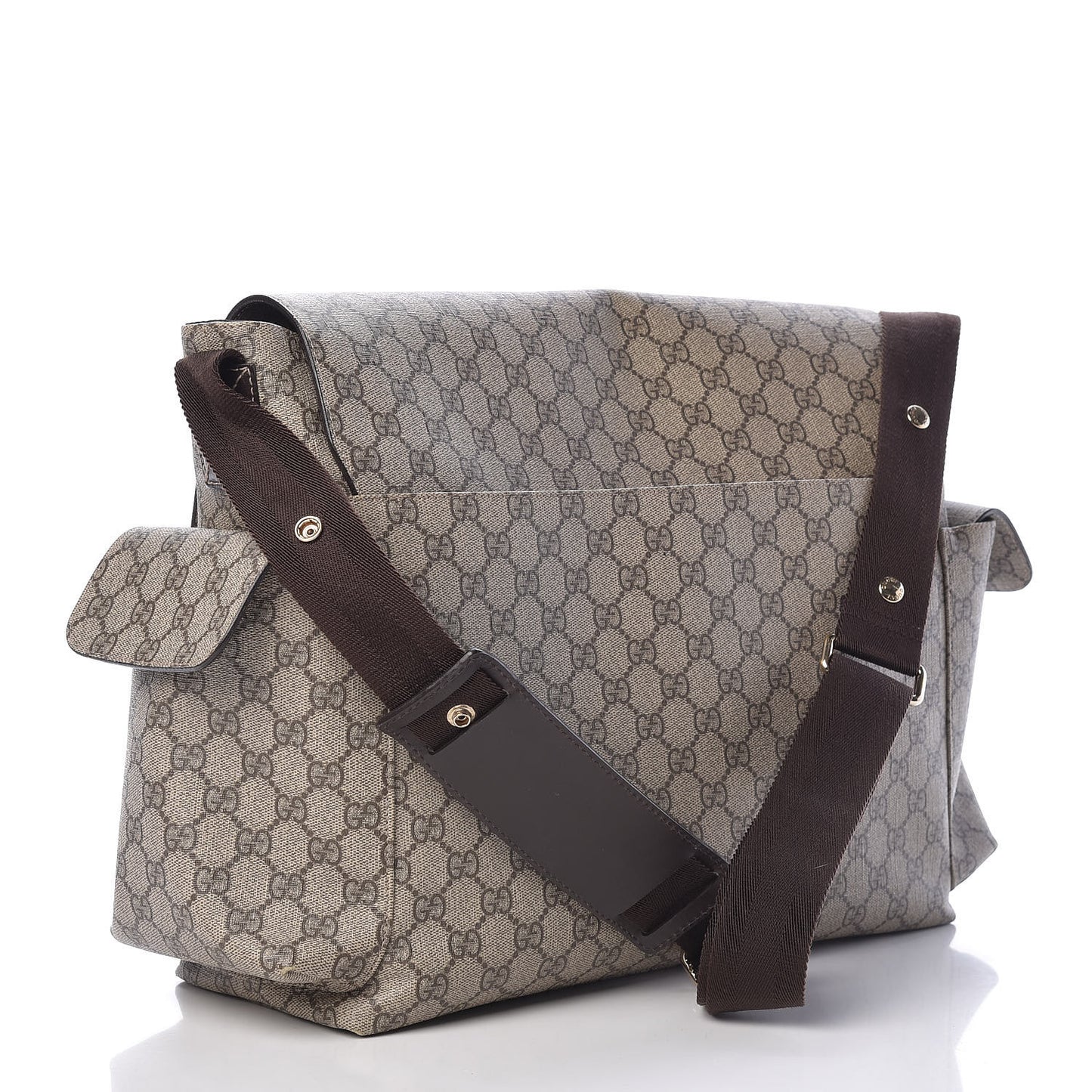 GG Plus Monogram Messenger Diaper Bag Dark Brown