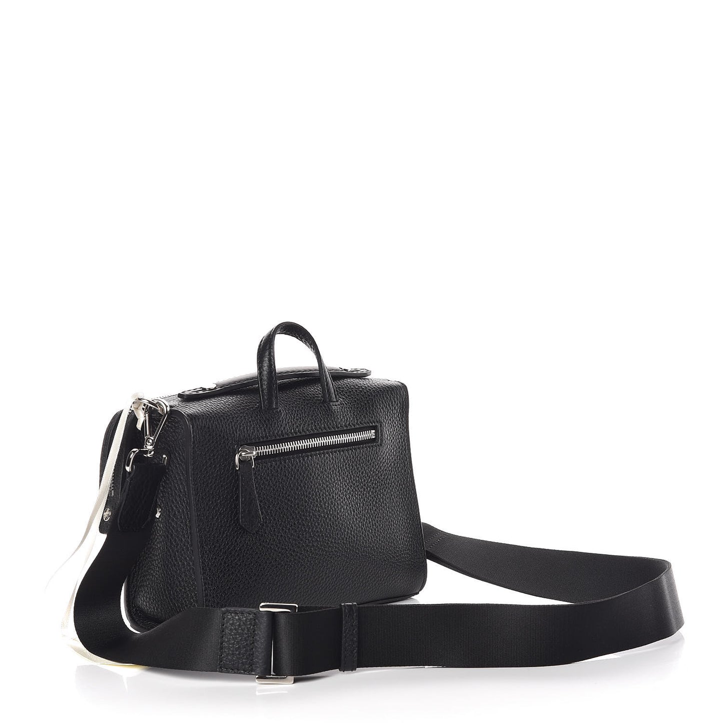 Cuoio Romano FF 1974 Embossed Stripes Mini Lui Bag Black Sunflower White