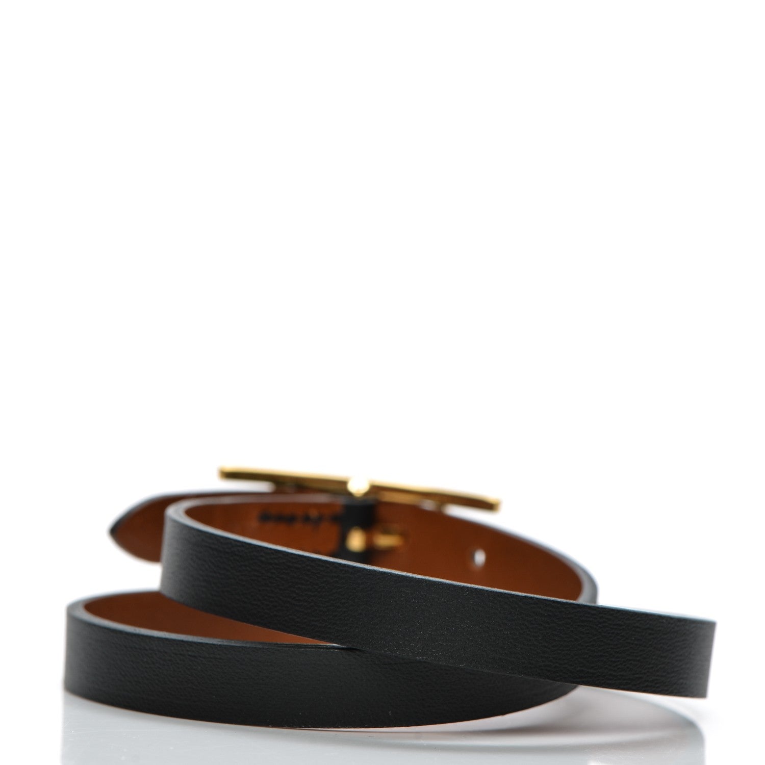 Hermes Chamonix Tadelakt Behapi Double Tour Reversible Bracelet Small Black Fauve 3 of 5