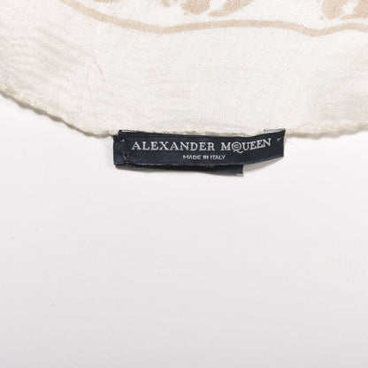 Alexander McQueen Silk Chiffon Skull Scarf Beige Ivory 5 of 5