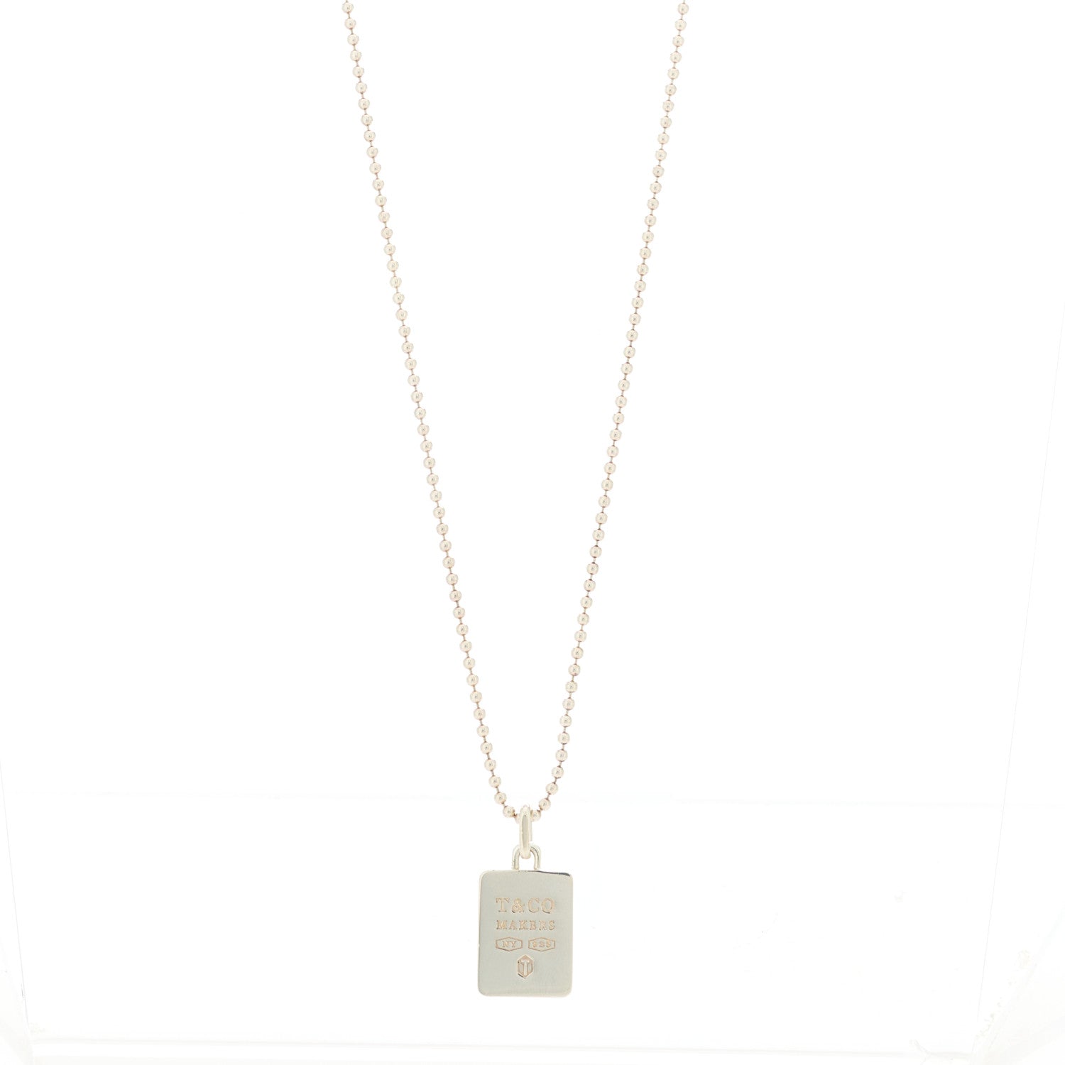Tiffany Sterling Silver 1837 Makers Square Pendant Necklace 1 of 7