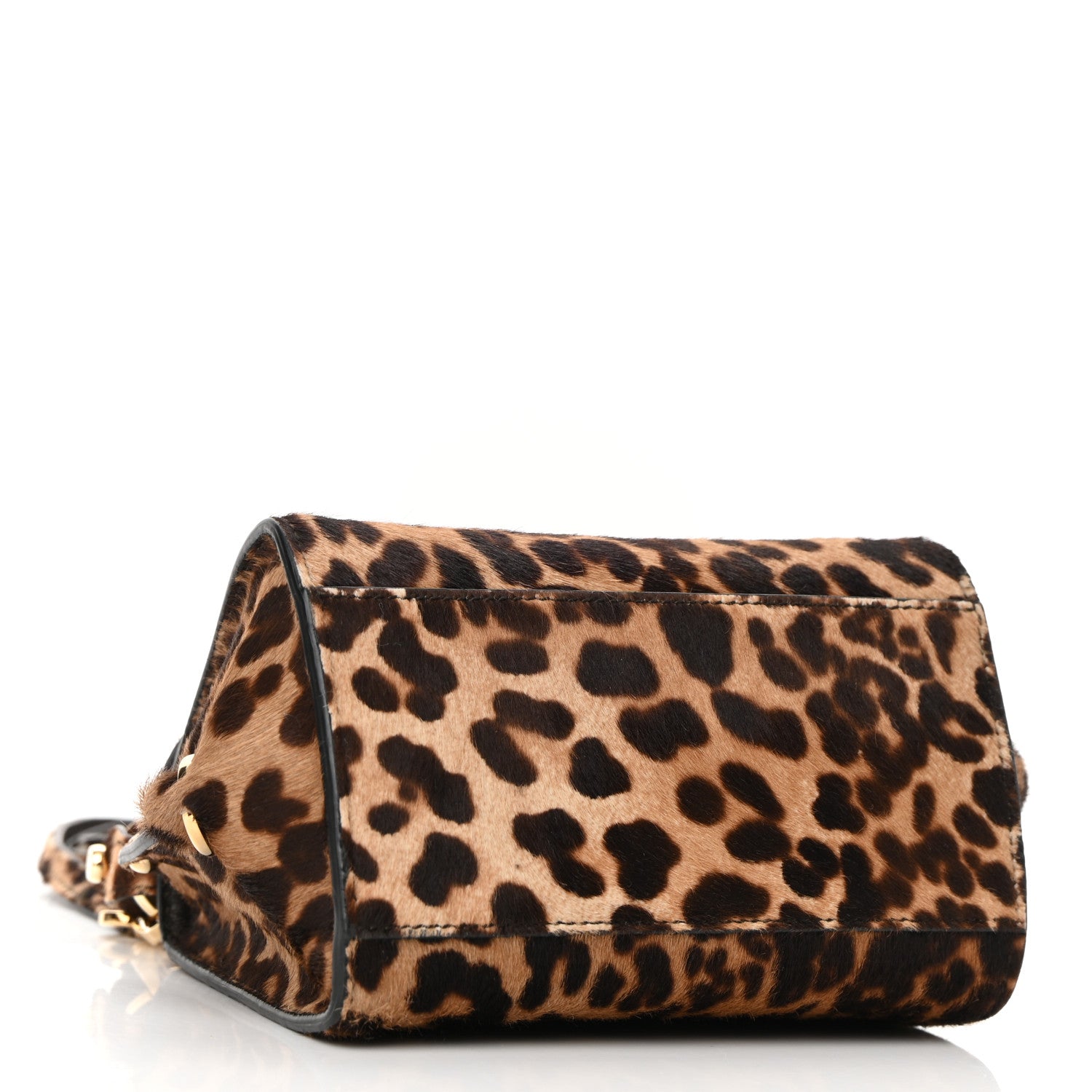 Salvatore Ferragamo Pony Hair Leopard Print Sofia Satchel Brown 4 of 9