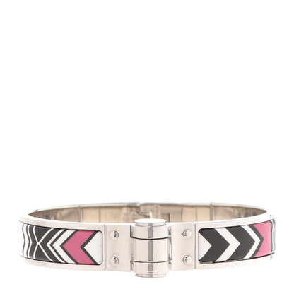 Hermes Enamel Printed Narrow Washington's Carriage Tattoo Hinged Bracelet S Faux Gris 1 of 12