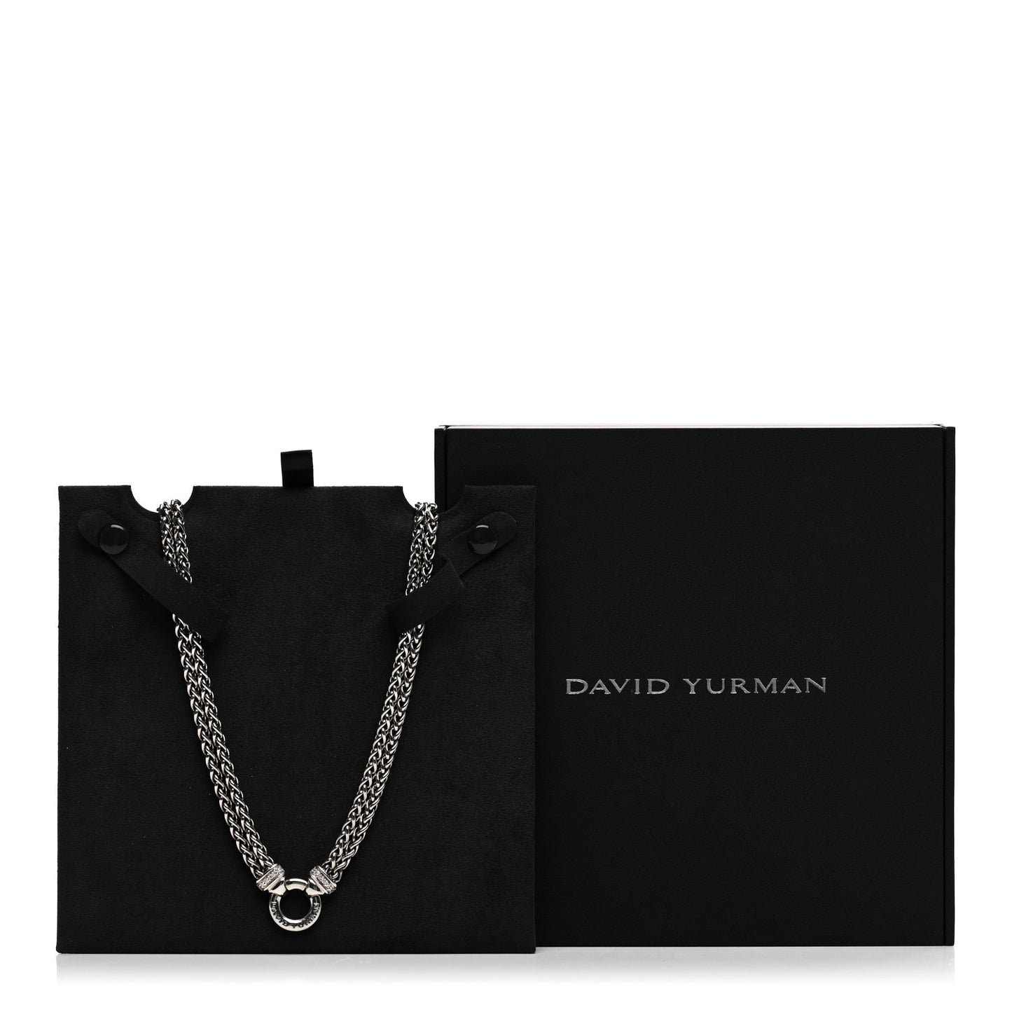 Sterling Silver Diamond 18mm Double Wheat Chain Necklace