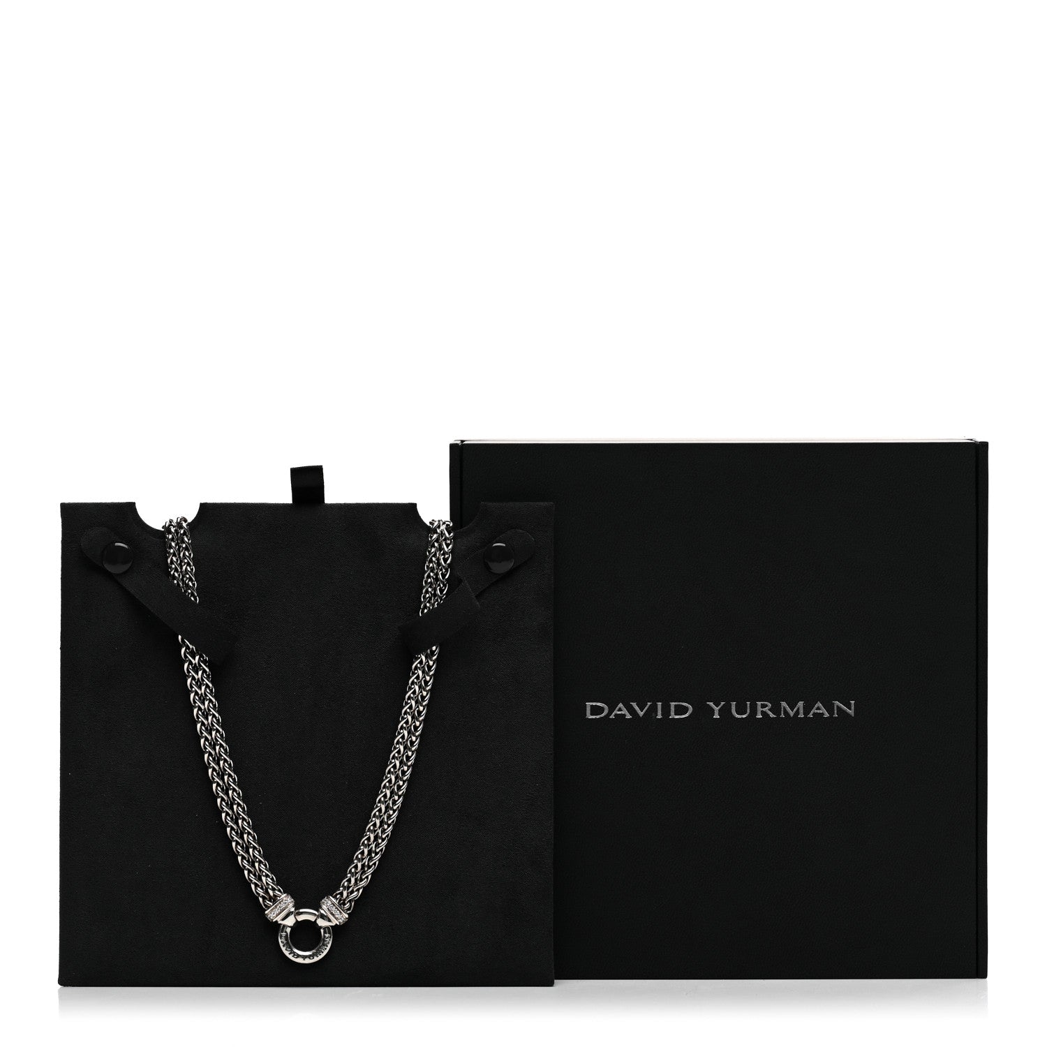David Yurman Sterling Silver Diamond 18mm Double Wheat Chain Necklace 6 of 6