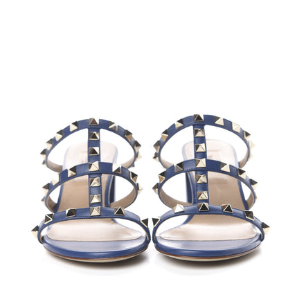 Valentino Garavani Calfskin Rockstud 60mm Caged Slide Sandals 36 Light Ocean 2 of 11