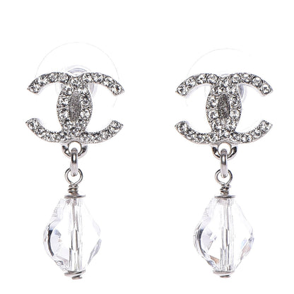 Chanel Crystal CC Drop Earrings Silver 1 of 5